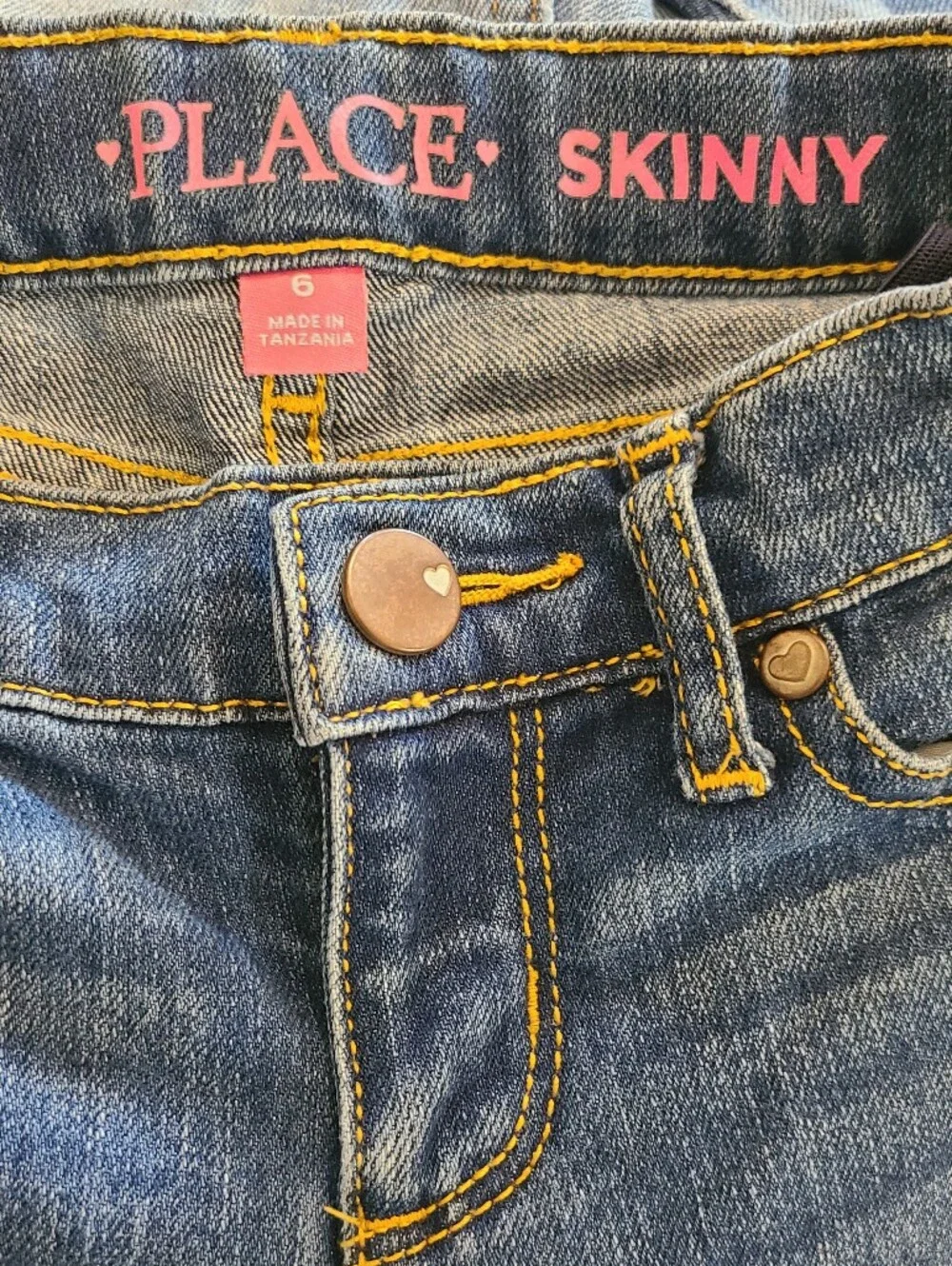 Place Medium Blue Skinny-Leg Kids Adjustable Jeans Size 6